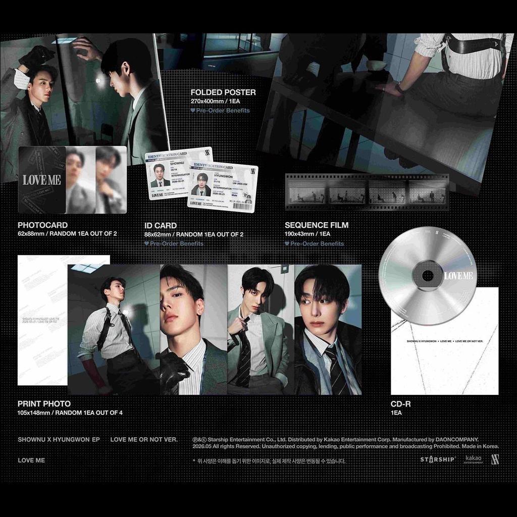 SHOWNU X HYUNGWON (MONSTA X) [LOVE ME] LOVE ME OR NOT Ver. EP Album + Free Gift