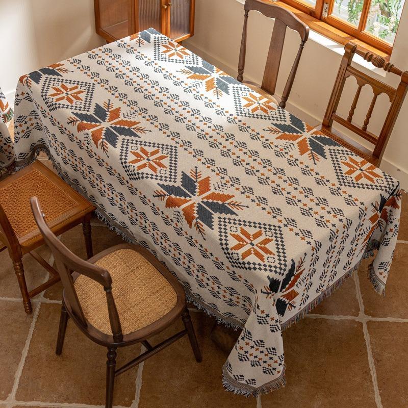Table Cloth Rectangle Table, Heavy Duty Cotton Linen Tablecloths Farmhouse Tablecloth, Soft and Wrinkle Free Table Cover with Tassels