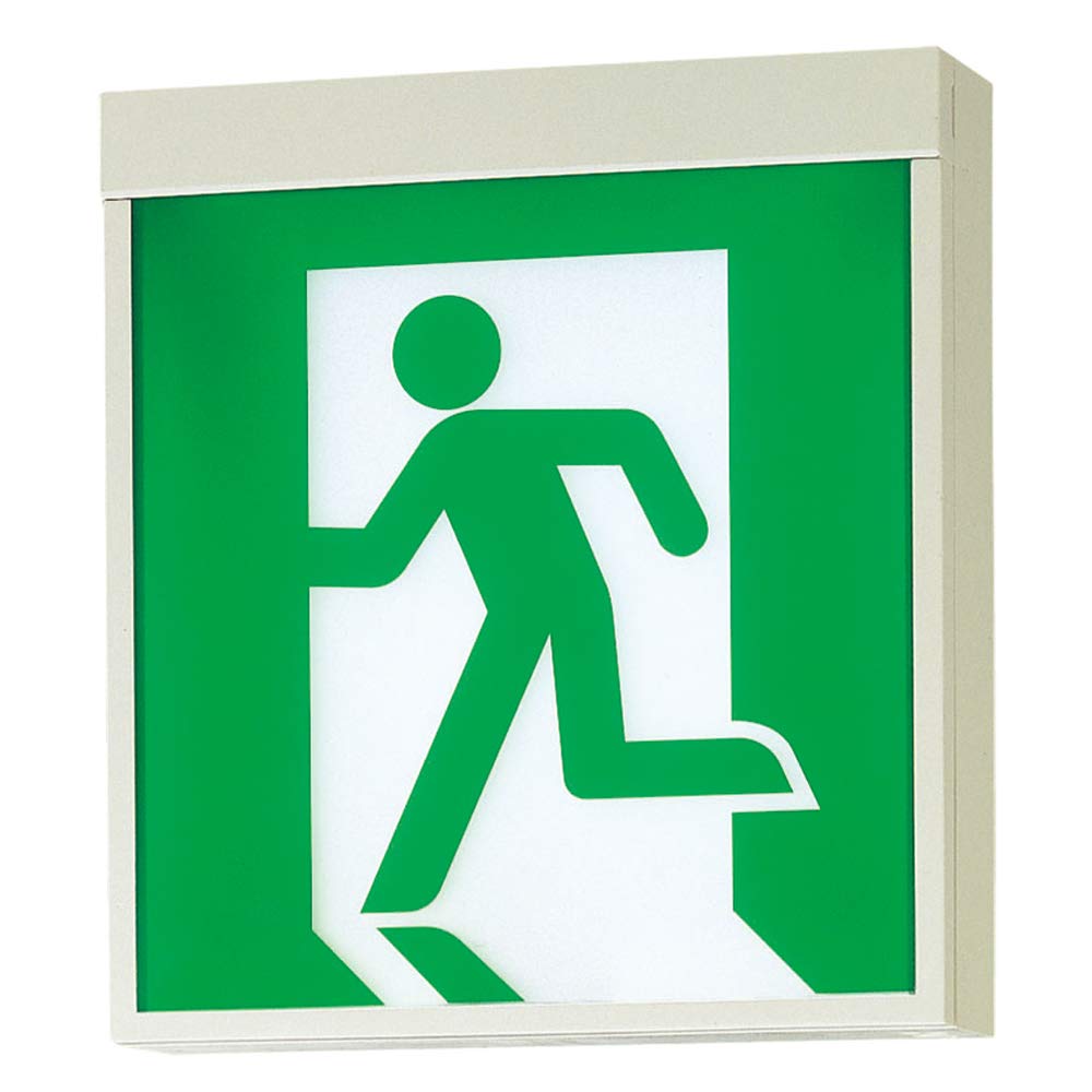 Panasonic LED Emergency Exit Compact Standard Class FA10312LE1 Light, Square, Type, 20-Minute Operation, Wall/Ceiling Mounted/Suspended, Single-Sided,