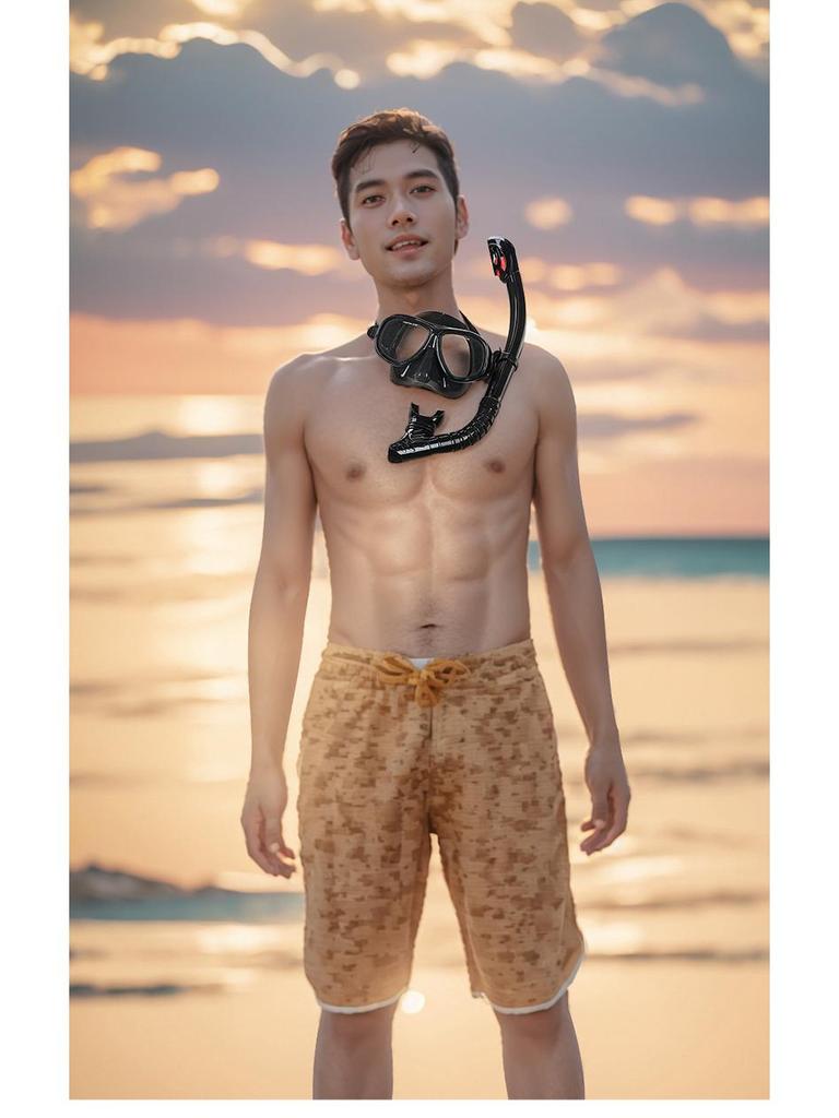 Wave Pro Snorkel Set: Silicone Dry Snorkel & Large Frame Prescription Diving Mask