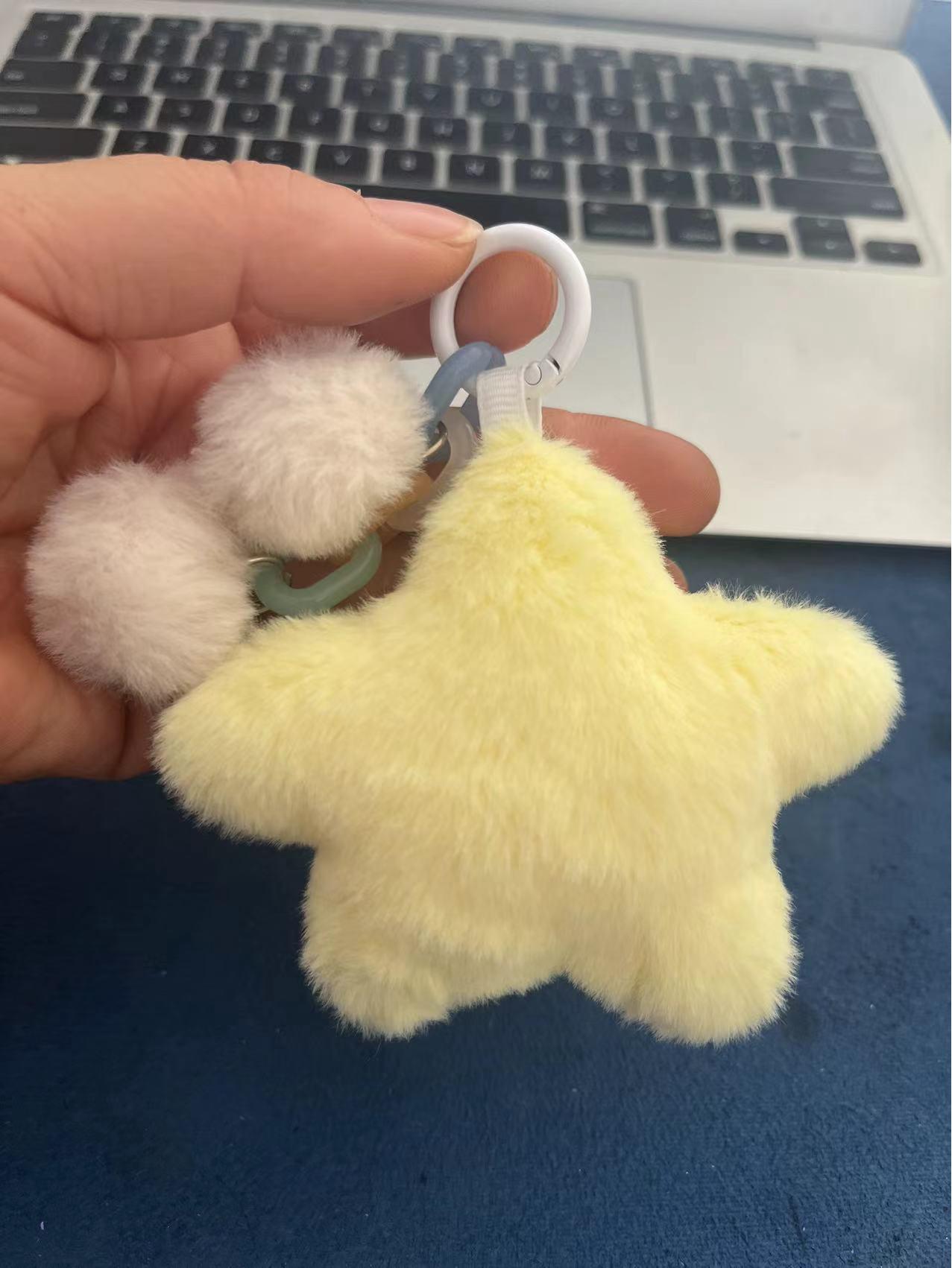 

Акриловый плюшевый брелок-подвеска в виде звезды - DIY помпон, шарм для сумки, ювелирный аксессуар жёлтый