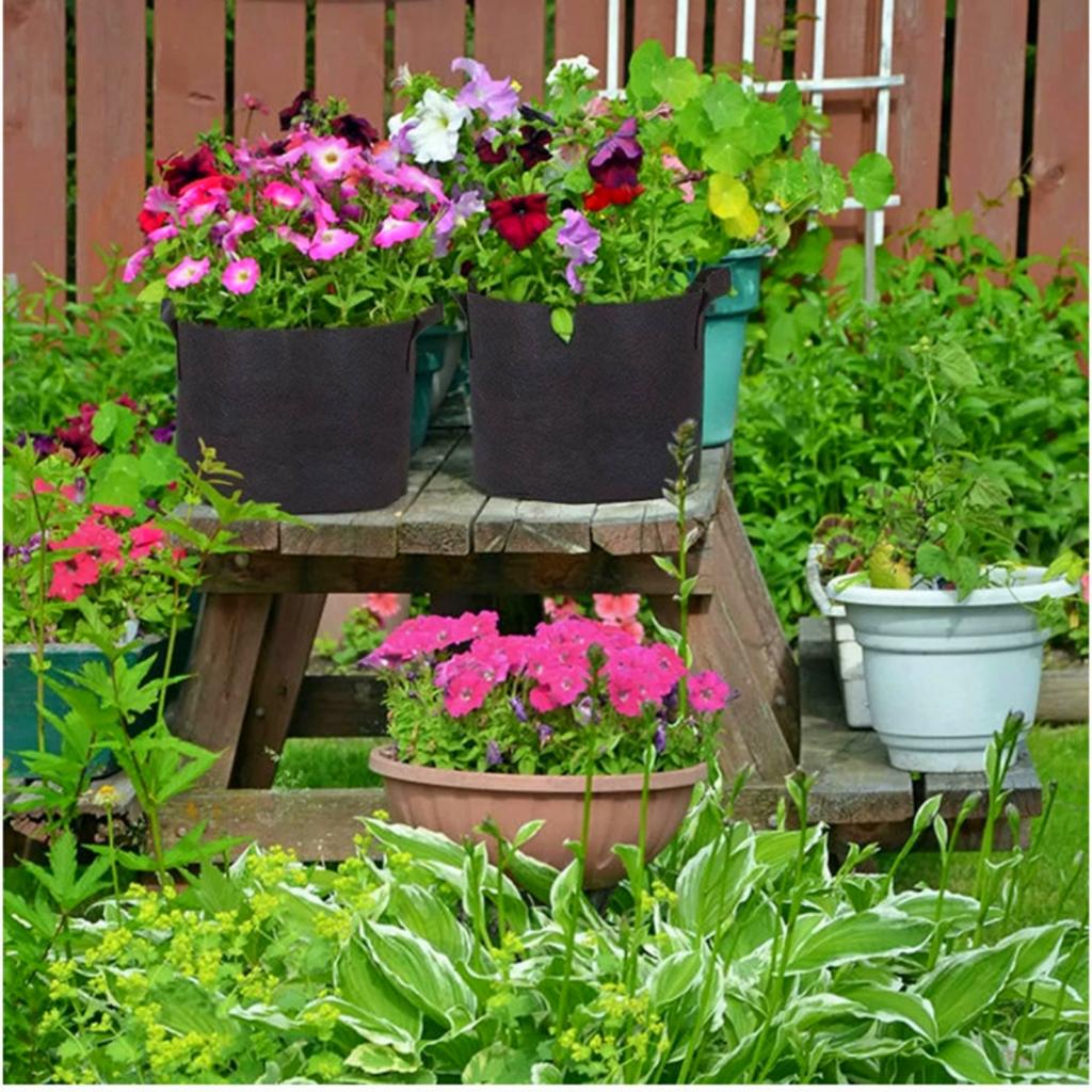2/5/10 Gallon Garden Grow Bag Felt Plant Growing Pot Flower Vegetable Fruit Herb Fabric Container Indoor Outdoor Planting Tools