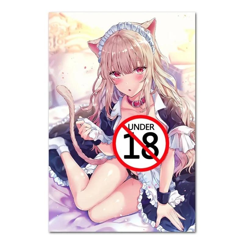 Anime krásná dívka sexy služka tisk plakát manga plátno malba nástěnné obrázky obývací pokoj ložnice domácí dekorace