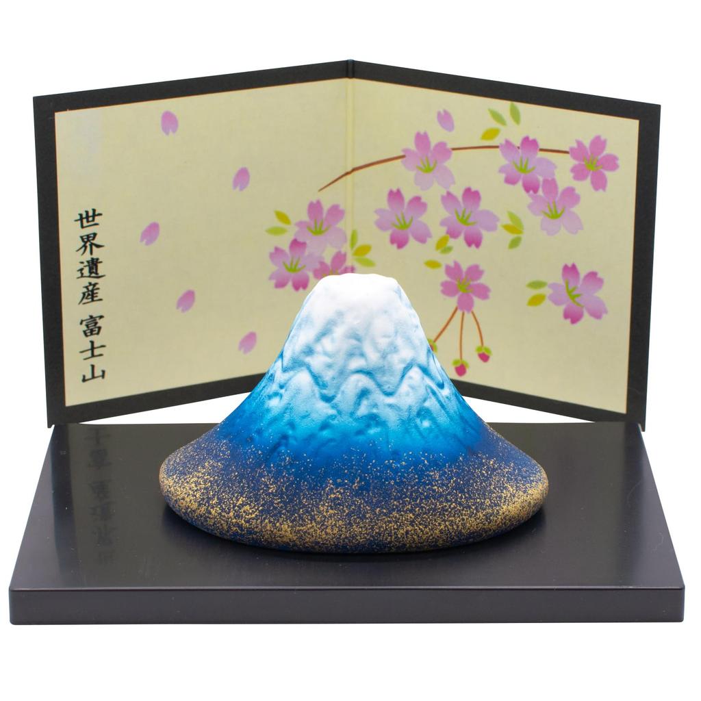 Banko Ware Mount Fuji Cute Interior Navy Blue 14516 Ornament, Decoration, Gradient,