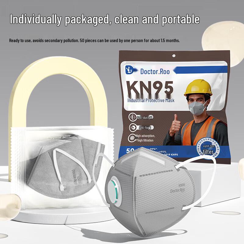 DR.ROOS KN95 Disposable Face Mask with Valve (50-Count)