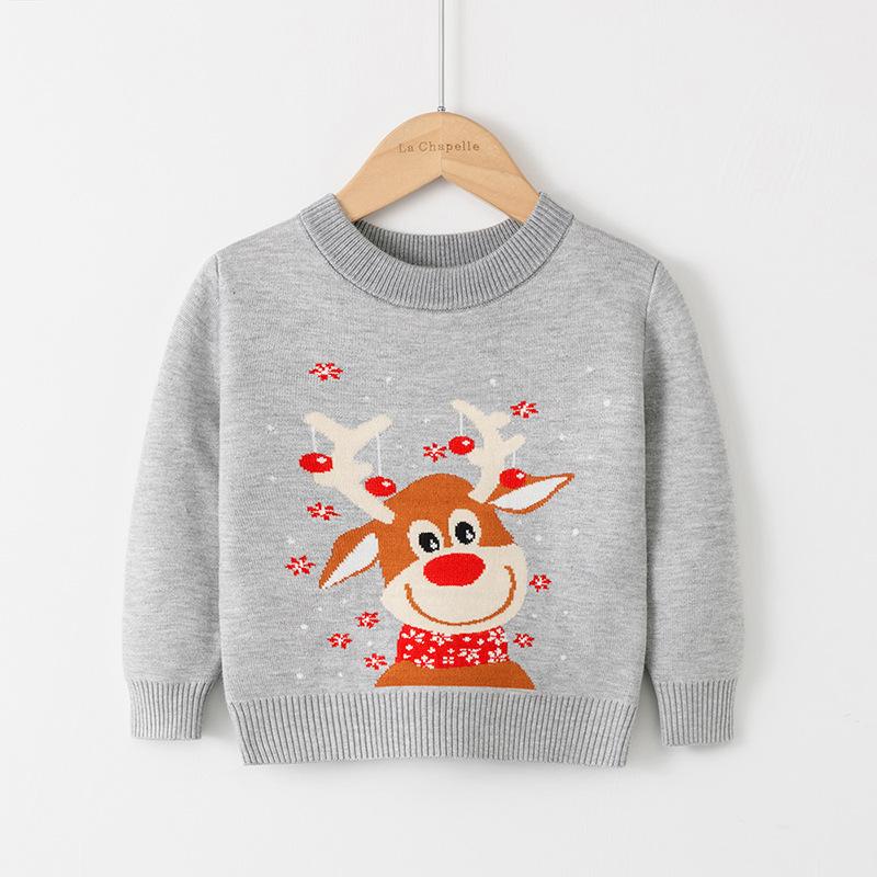 New Christmas Reindeer Sweaters for Children, Autumn and Winter Knitted Sweaters for Boys, Girls and Babies