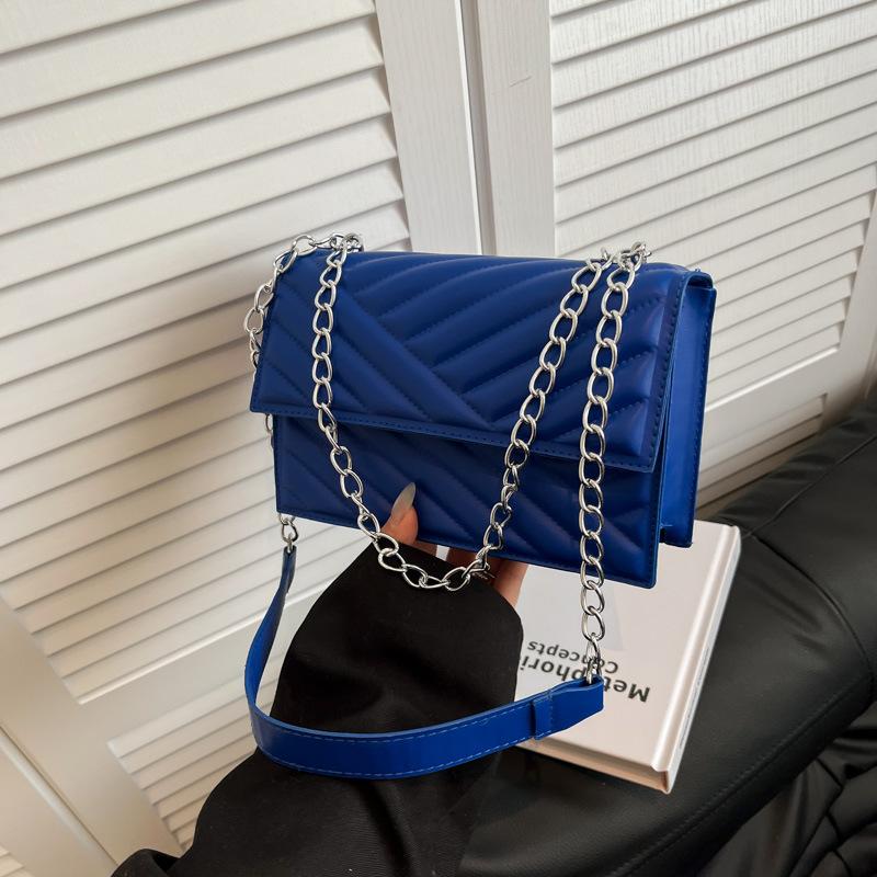 

Сумка текстура иностранный стиль полосатая женская сумка Новый год новый однотонный новый тренд модная красивая маленькая квадратная сумка синий