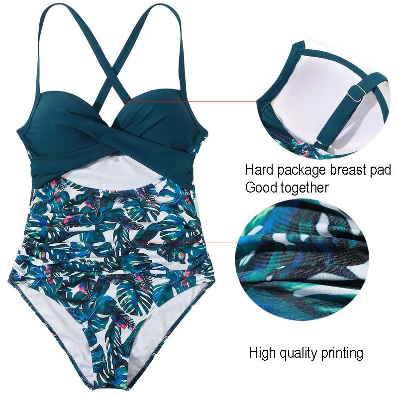 Women Tummy Control Swimsuit Sexy Bikini Swimsuit One Piece Printed Beach Swimsuit