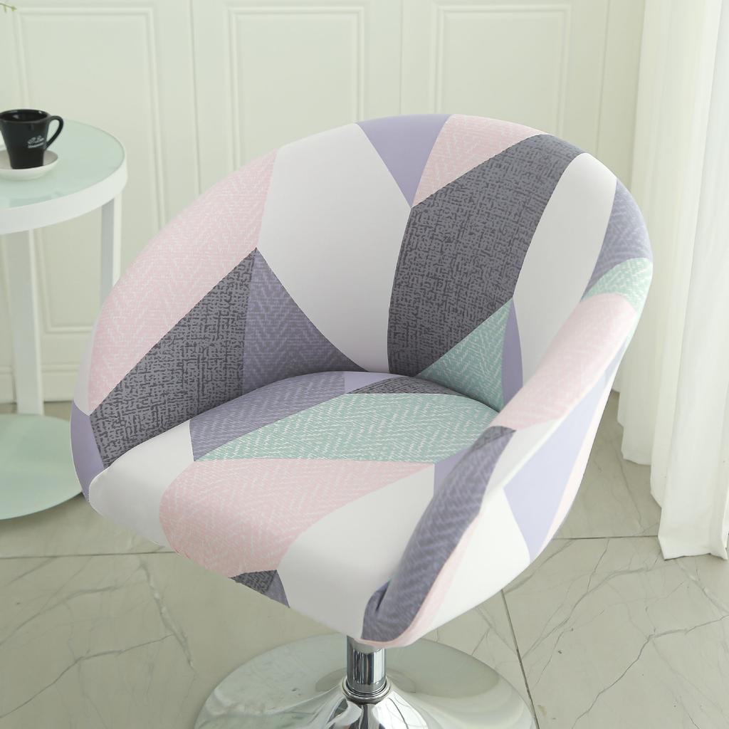 Dustproof Curved Chair Cover Short Back Printed Arc Armchair Slipcovers Dining Chairs Covers Elastic Natal Pokrowiec Na Krzeslo