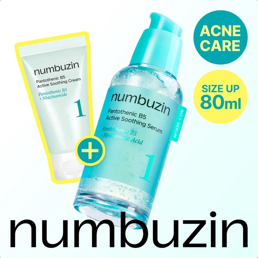 numbuzin No. 1 Pantothenic B5 Active Soothing Serum 80ml Set (+Cream 15ml) +Cream 15ml