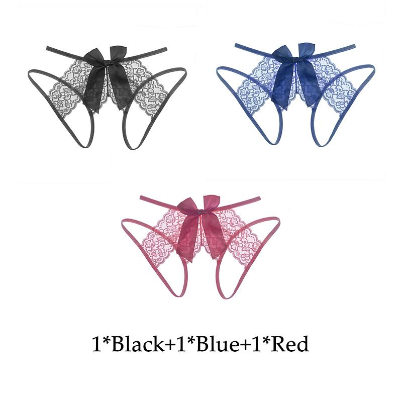 Women's Lace Open Crotch Panties Transparent Crotchless Underwear Sexy Mesh Hollow Out Female Lingerie Erotic Costumes