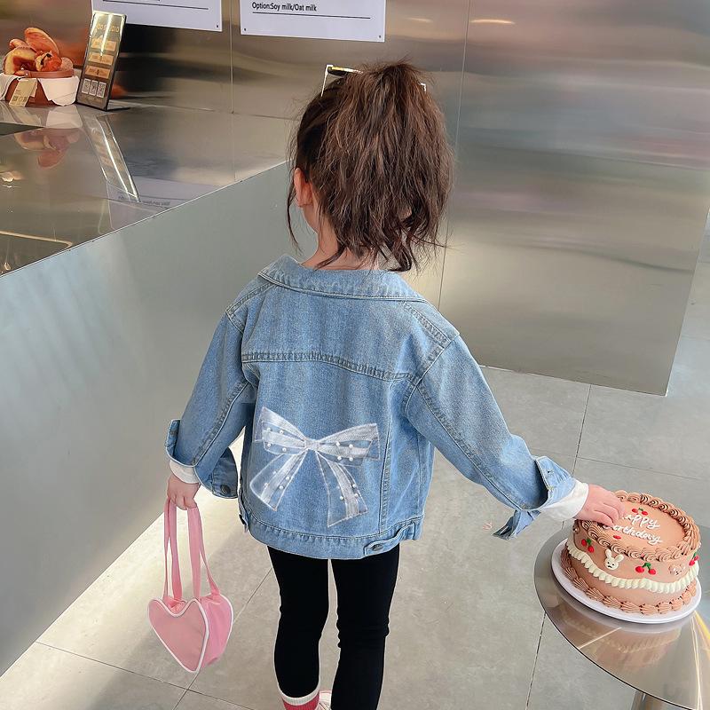 Girls Denim Jackets Fashion Kids Embroidery Cartoon Rabbit Coat Autumn Children Outerwear Casual Girls Clothes