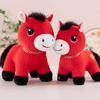 Cozy Embroidery Fabrics Horse Plush Toy Red Color Zodiac Pony Figurine  Desktop Pets