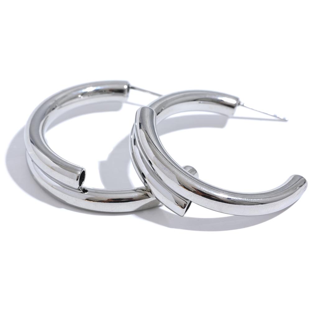 

Yhpup Big Promotion Hollow Tube Minimalist Stainless Steel Geometric C Shape Earrings Charm Ear Daily Office Jewelry Wholesale