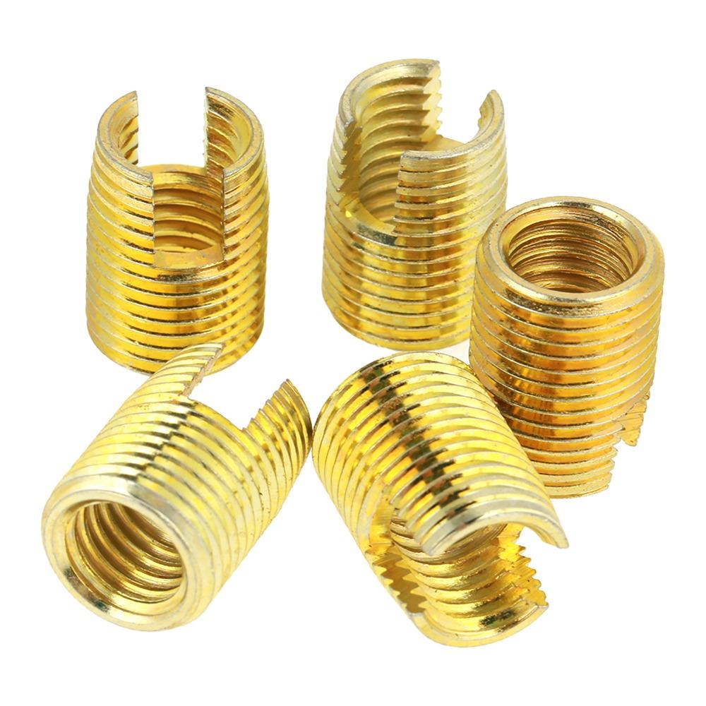 50pcs Gold Self Tapping Inserts M3-M12 Brass Slotted Thread Inserts Threaded Inserts Kit  Tool Set