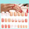 Pfirsich Kurzer Stil Tragbare Nagelkunst Damen Beliebt Falsche Nägel Fertige Nägel Nagelpulver S96