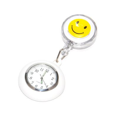 GoodsLand (Goods Land) [6 Colors] Glow-in-the-dark Nurse Watch with Clip-on Design, Upside-Dial, Cute Character Reel Clip (GD-SMLNASU-WH)