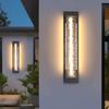 Appliques murales d'extérieur modernes Éclairage de porche Lampe de jardin Lampe murale longue bande Acier inoxydable Étanche Applique murale Luminaires