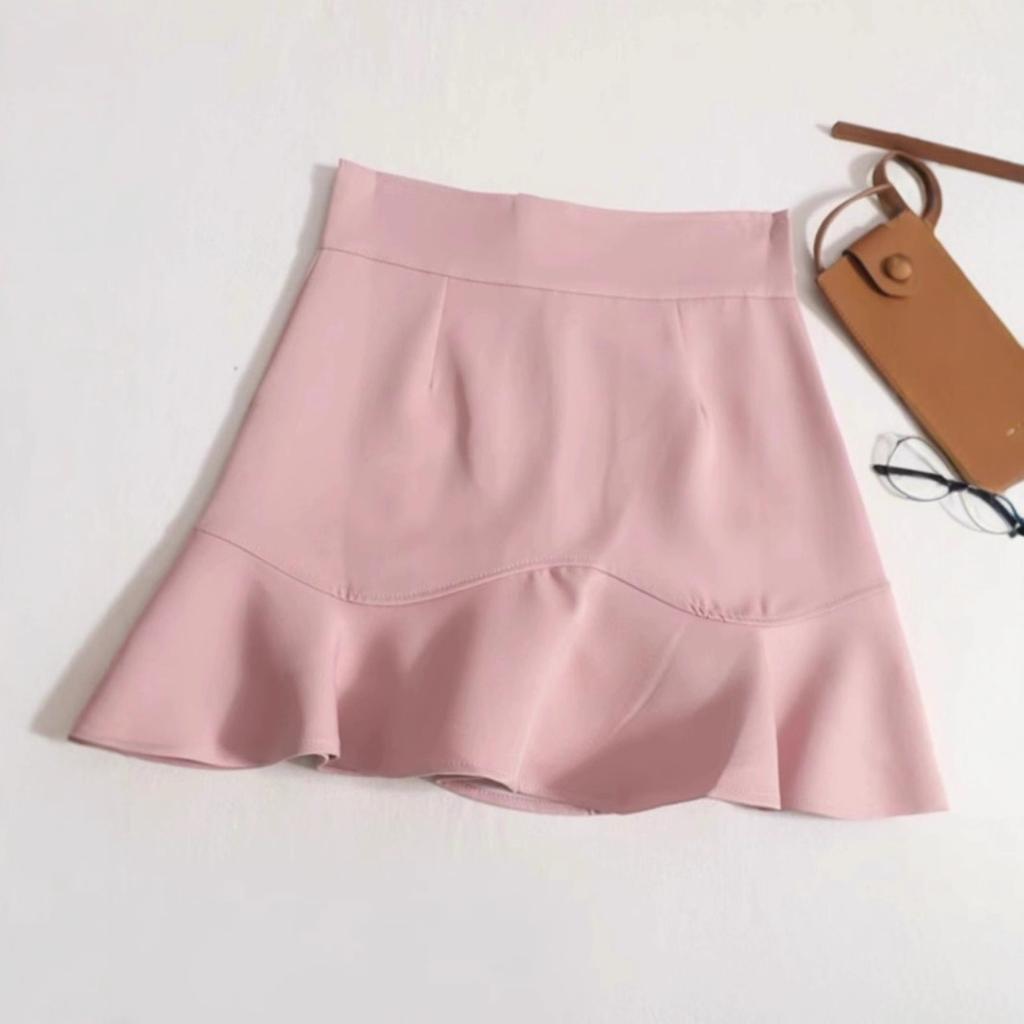 High Waist Ruffled Mermaid Mini Skirt, Irregular Hem A-Line Skirt, Slim Hip Covering Bodycon Short Skirt, Fashion Versatile Skirt