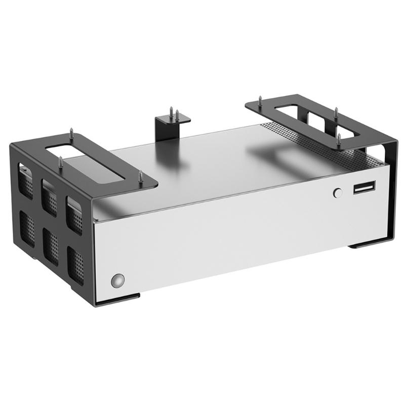 Space Saving Aluminum Under Table Holder Perfect For Organizing Game Systems Player And Small Computers