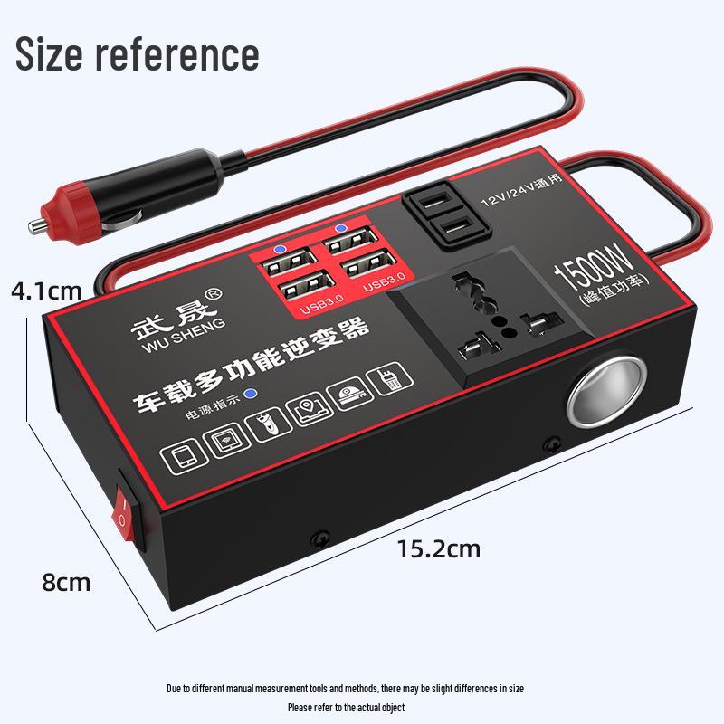 High-Power Car Inverter 12V/24V to 220V Universal Fast Charger