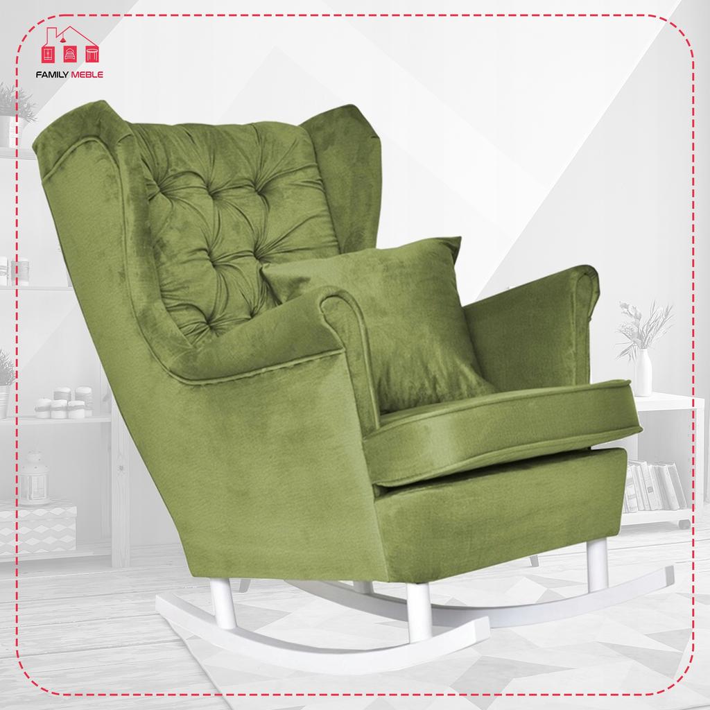Gaja Wing Chair Rocking Scandinavian Family Meble Emerald Fern