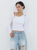 ETMON Diagonal Button T-Shirt, White