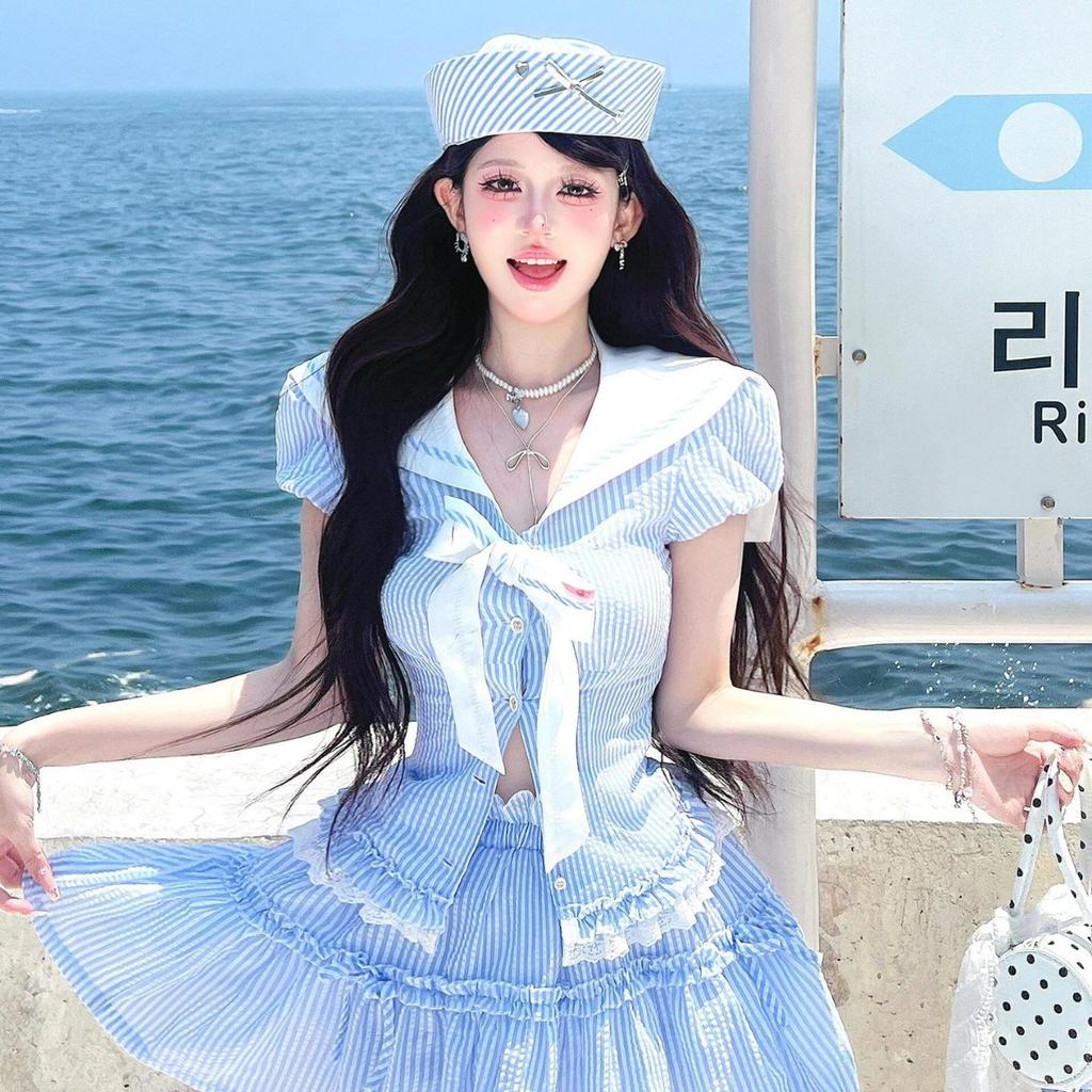 Liebe Blitz Diamant Schleife Matrosenhut Japanisch jk süß und niedlich Gesicht kleine Krempe Marine Stil Baskenmütze Kinder