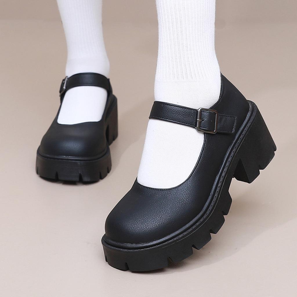 Lolita Shoes Women PU Leather Platform Mary Janes Shoes Women's Japanese Style Vintage Chunky Heels Pumps Plus Size 2026 spring
