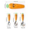 Set di Forchetta e Cucchiaio in Acciaio Inossidabile con Manico a Forma di Carota per Bambini