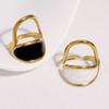 Stainless Steel Geometric Open Ring for Women Men Simple Vintage Enamel Irregular Finger Ring Exquisite Casual Versatile Jewelry