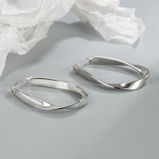 1 Pair Women Ear Hoop Twisted Circle Polished Stainless Copper Pure Color OL Commute Earrings Dating Prom Party Hanging Earrings Ear Jewelry