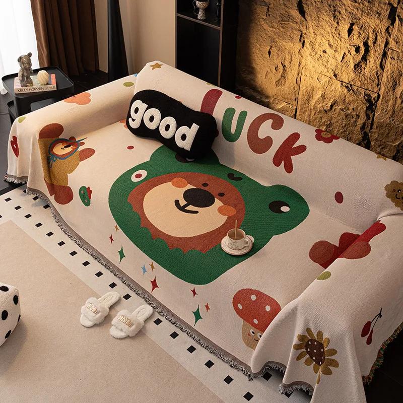 Universal Creative cartoon Couch Towel Full Cloth Cover Four Seasons Sofa Carpet Non-Slip Cover Blanket Proof Cat Scratch