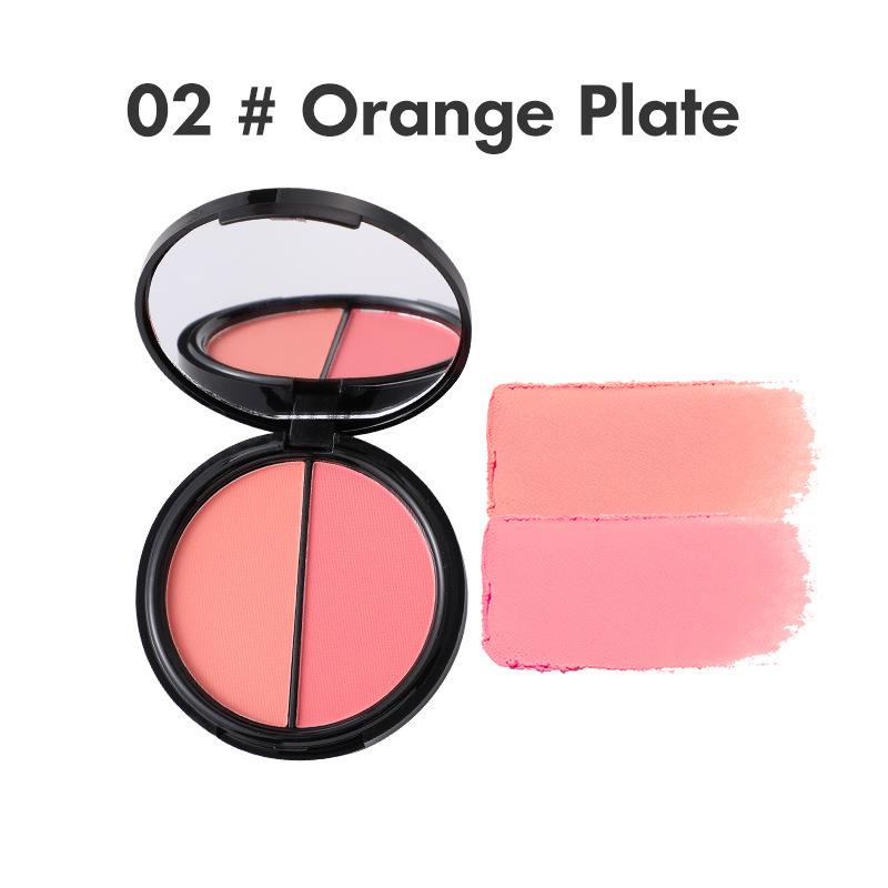 Two-Color Matte Blush Palette: Nude Makeup, Multi-Use, Perfect for Students.