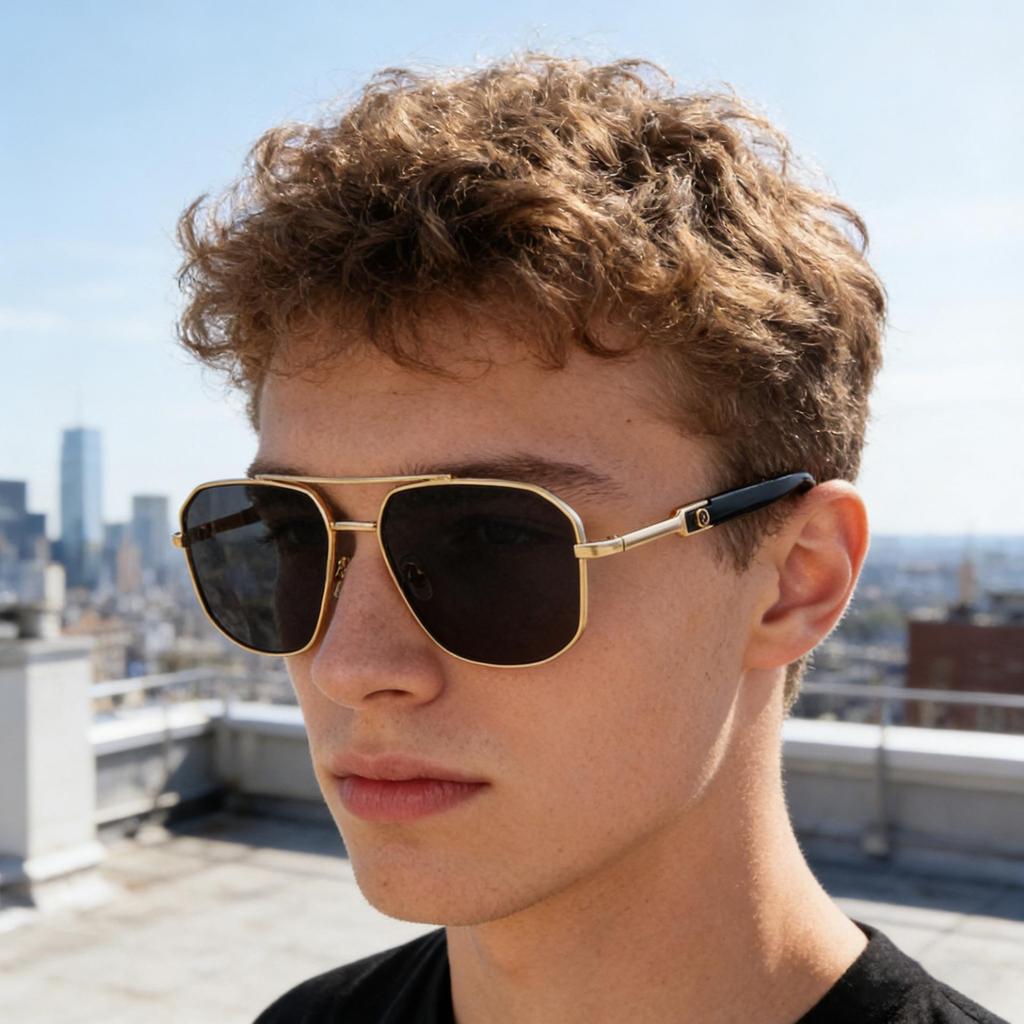 2025 Men's Retro Square Sunglasses with Metal Frame and Double Bridge
