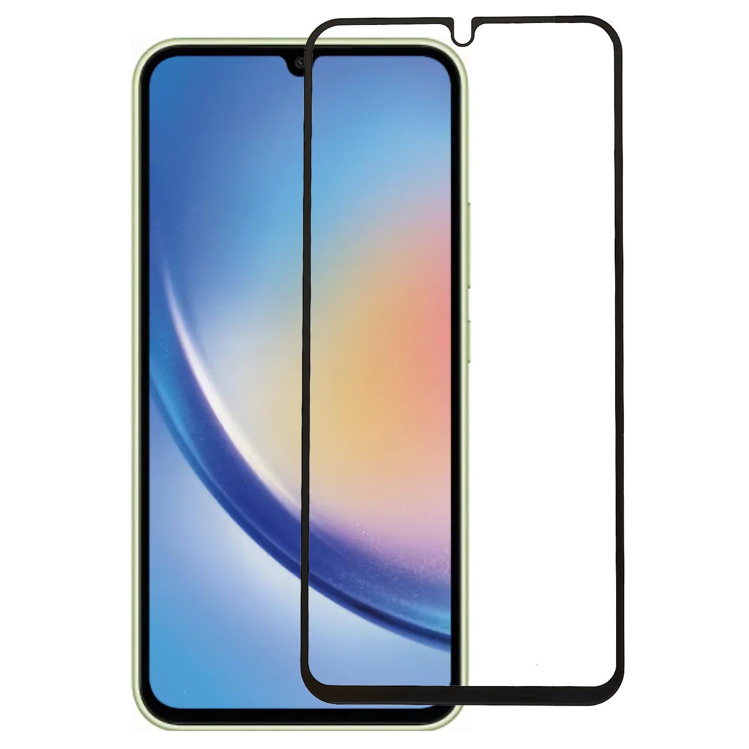 

For Samsung Galaxy A34 5G Silk Printing Screen Protector Black Edge Clear Tempered Glass Film Type A