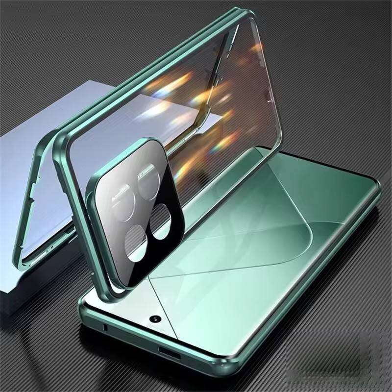Magnetic Case for Xiaomi 15T 14 15 Pro Ultra with Metal Frame Double Sided Tempered-Glass Full Lens Protection Cover Phone Bumpers