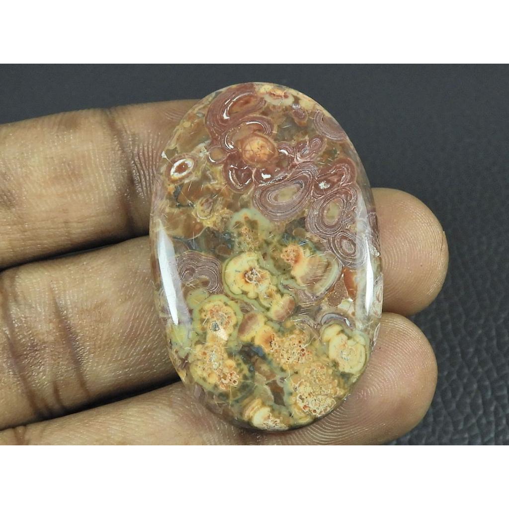 27X43X05MM Natural Bird Eye Jasper Oval Shape Cabochon Loose Gemstone 58Cts. G-280