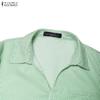ZANZEA Camicia da donna a righe larghe con colletto a punta e maniche a 3/4