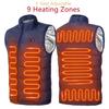 Men's Plus Size USB Heating Vest - Thickened, 9-Piece, Cross-Border, Ideal for Autumn & Winter