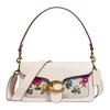 Tabby 26 Vintage Floral Embroidery Canvas And Leather Shoulder Bag Women Shoulder Bag White 627-B4R7B