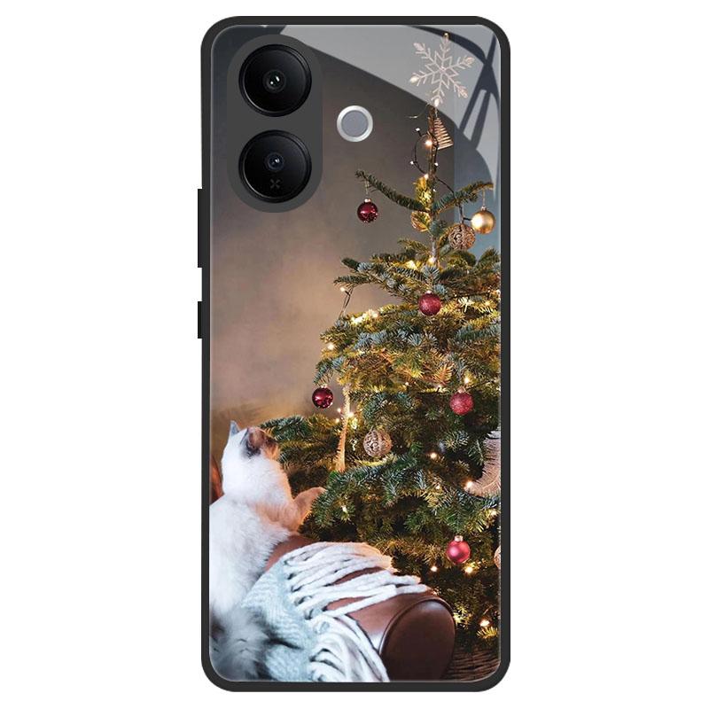 Tempered Glass Phone Case For Vivo V50 Lite VivoV50 VIVOV60 V40 V30 Lite Pro Shockproof Cover Christmas Painted Fundas Coque