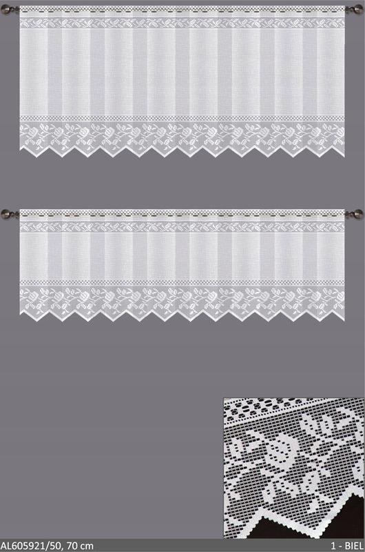 ZAZDROSKA ZAZDROSKA jacquard kitchen curtain in a crochet style, WHITE 300x120
