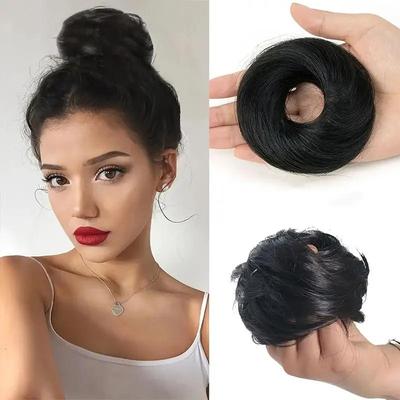 Chignon con ricciolo di capelli lisci, naturale e confortevole, parrucca in fibra resistente alle alte temperature, facile da indossare, accessori per parrucche adatti a tutte le ragazze