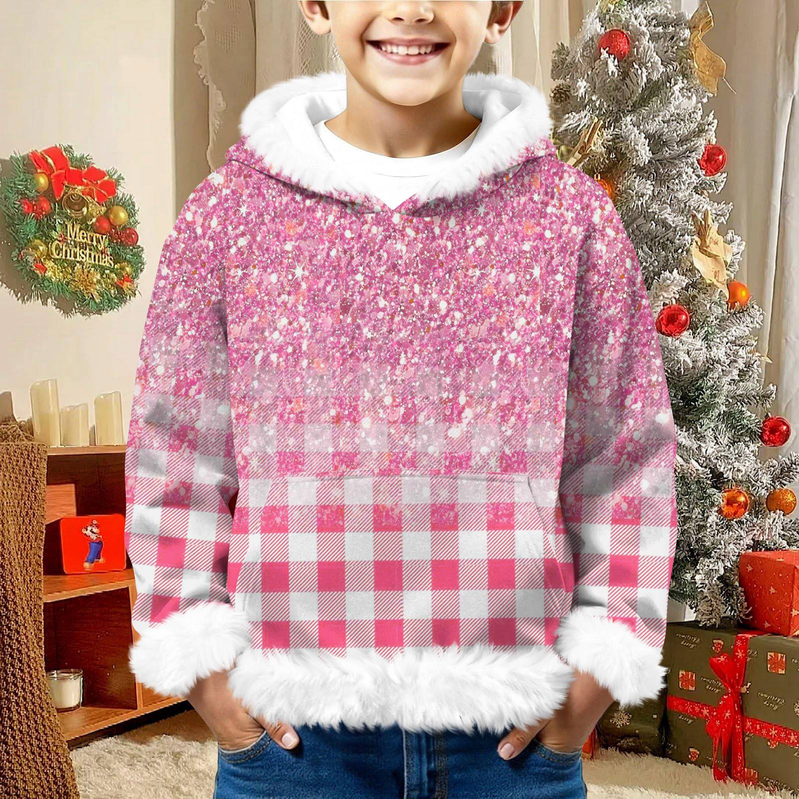 

Детский свитшот для девочек и мальчиков, с длинным рукавом, легкая повседневная толстовка с капюшоном, свободный удобный свитшот 120 розовый