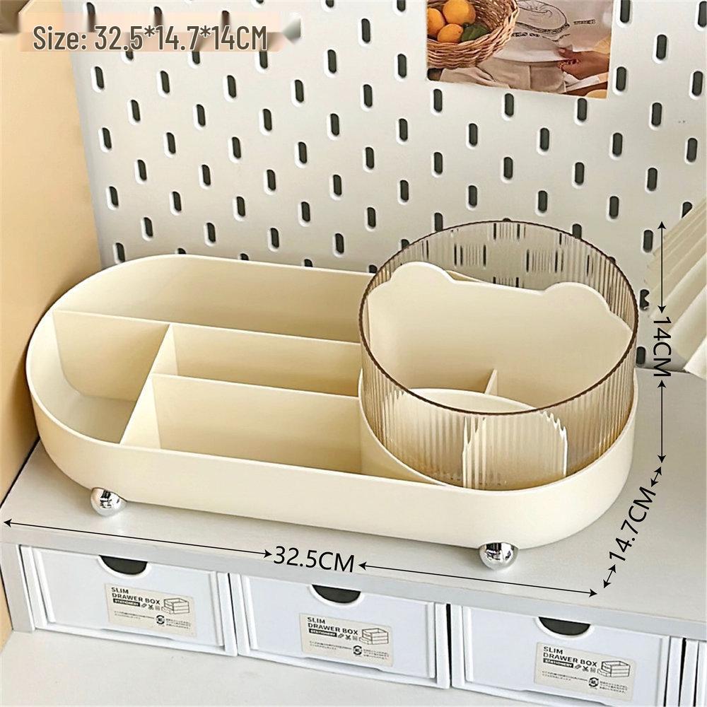 Premium Rotating Cosmetic Organizer: Minimalist Box for Makeup Brushes, Lipsticks, Puffs & Pens