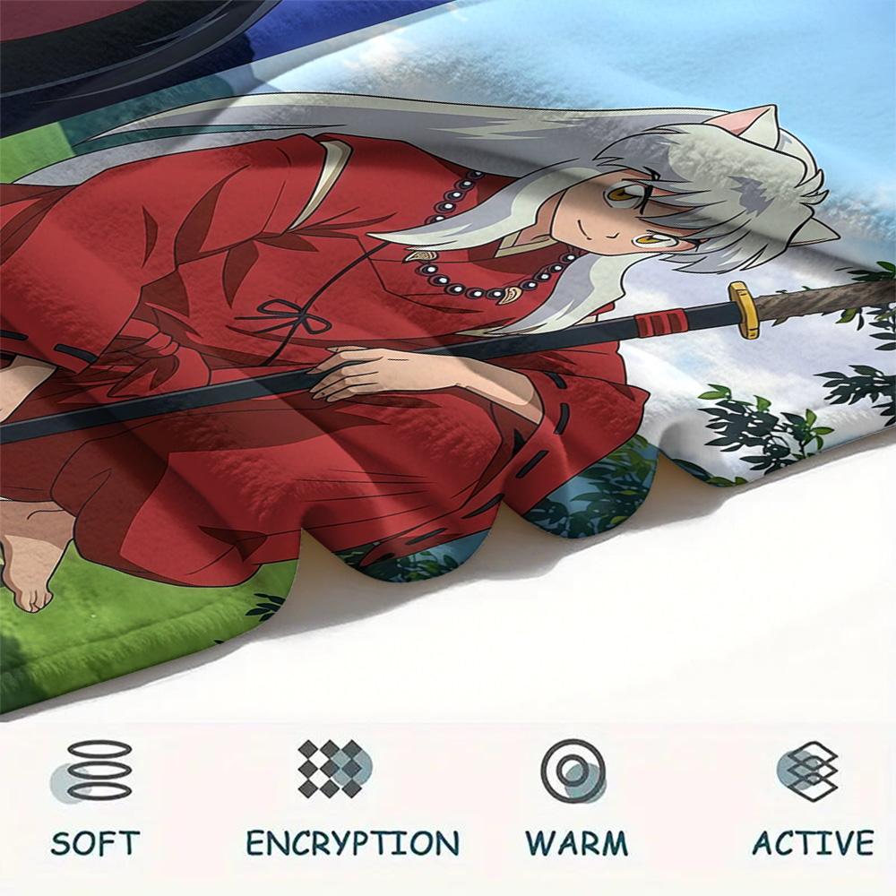 Inuyasha Flannel Blanket, High Quality Comfortable for All Seasons, Home Decor, Warmth and Comfort