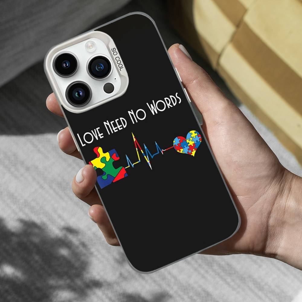 Puzzle Art Support Autism Phone Case For iPhone 16,15,14,13,12,11,Mini,XS,Pro,SE,MAX White Matte Shockproof Cover