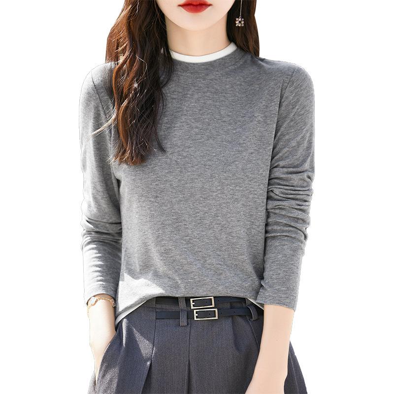 Autumn Women's Half High Crew Neck Knit Sweater Long Sleeve Sweater