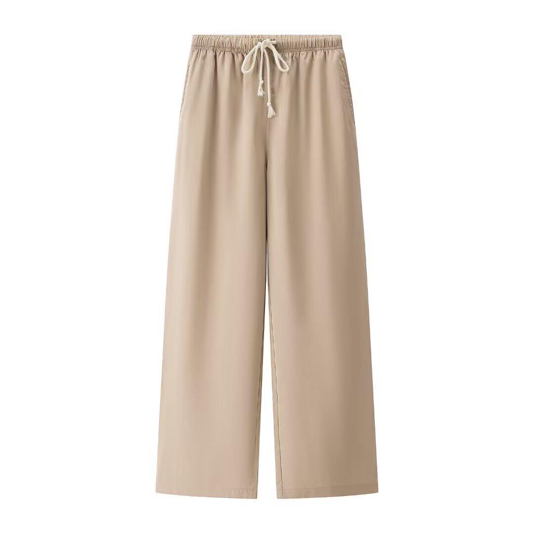 Multi Color Elastic Waist Drawstring Loose Fit Casual Pants S